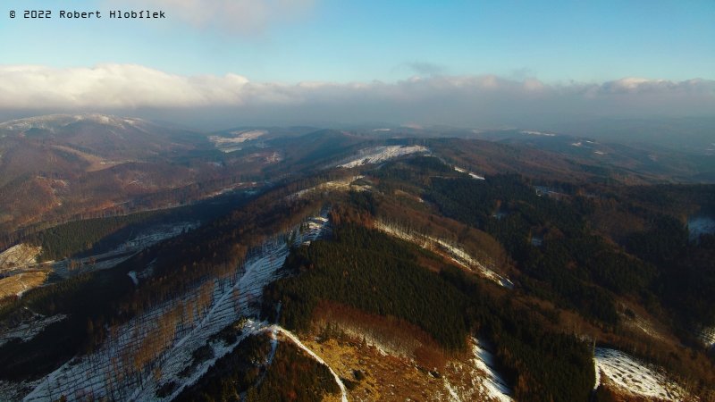 Hostýnské vrchy z dronu, pohled z lokality Bečka